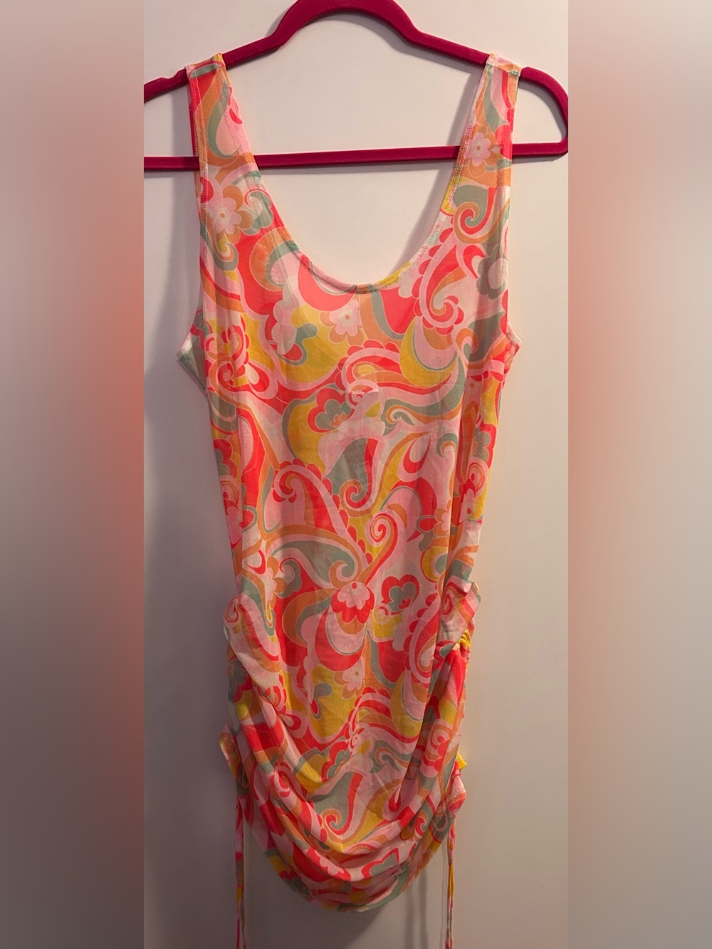 Retro mesh swim coverup with side ties